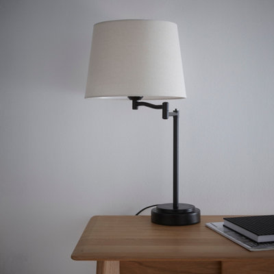 Chancery Matt Black Swing Arm Table Lamp