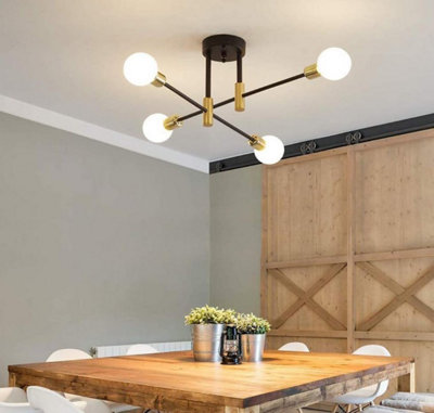 Chandelier E27 Socket Pendant Light Fixture Black Gold Ceiling Light