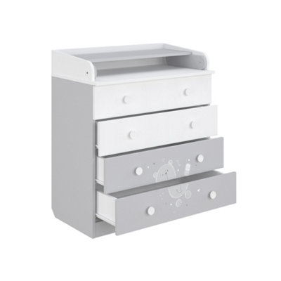 Changing dresser 800 Kids, Teddy, white-grey