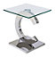Channel Silver Glass Side Table for Living Room