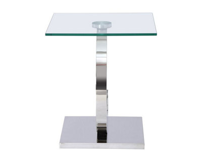 Channel Silver Glass Side Table for Living Room
