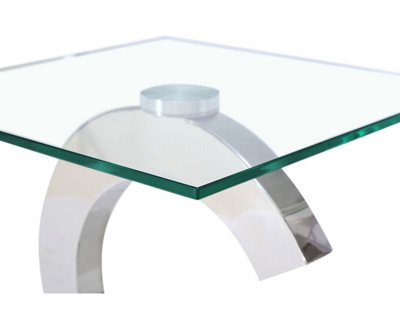 Channel Silver Glass Side Table for Living Room