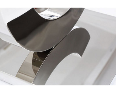 Channel Silver Glass Side Table for Living Room