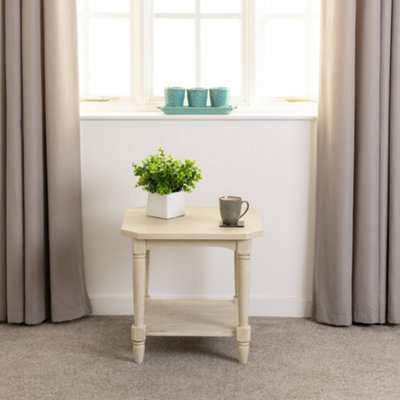 Chantilly Side Lamp Table Distressed Antique Cream Effect