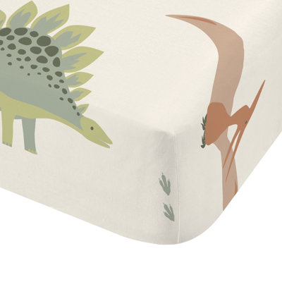 Chapter B Bedroom Dinosaur Junior Fitted Sheet 15cm Depth Natural