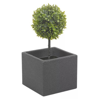 Charcoal - 20cm Stone Effect Square Pot - Indoor/Outdoor
