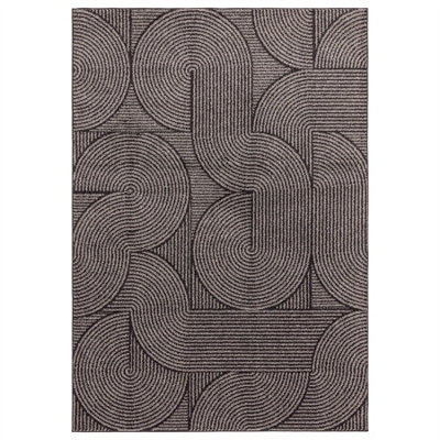 Charcoal Abstract Funky Modern Easy to Clean Geometric Rug For DiningRoom-120cm X 170cm