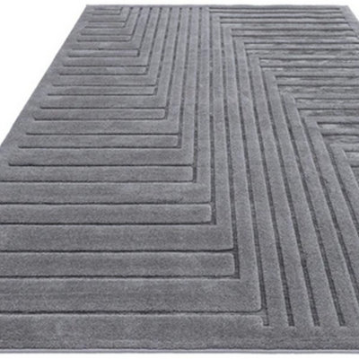Charcoal Abstract Modern Easy To Clean Rug For Living Room Bedroom & Dining Room-120cm X 170cm