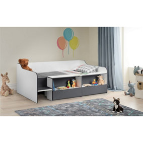 Charcoal and White Low Sleeper Bed - Single 3ft (90cm)