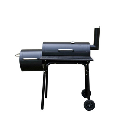 Charcoal Barbecue Grill with Wheels Barrel BBQ Trolley Smoker