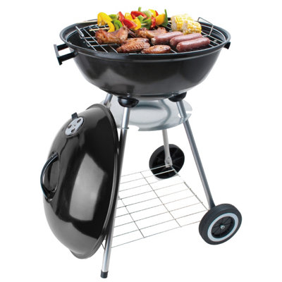 Charcoal BBQ Grill - Portable 45cm Round Barbecue for Outdoor Cooking