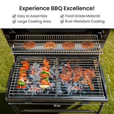 Charcoal BBQ Grill & Smoker Portable Barrel Barbecue with Warming Rack ...