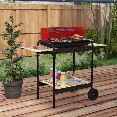 Charcoal BBQ with Five Position Grill Grate Red DIY at B Q