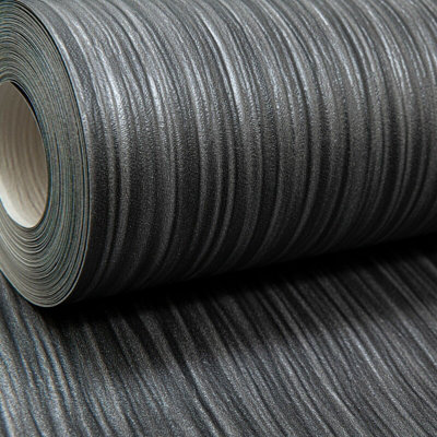 Charcoal Black Dark Grey Mix Plain Thick Textured Wallpaper Free No