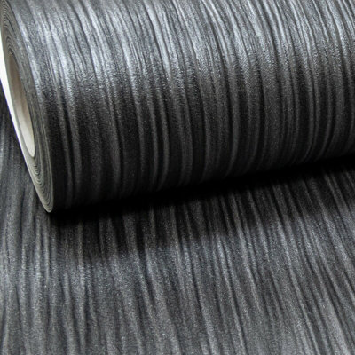 Charcoal Black Dark Grey Mix Plain Thick Textured Wallpaper Free No Match