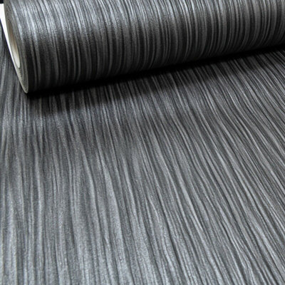 Charcoal Black Dark Grey Mix Plain Thick Textured Wallpaper Free No Match