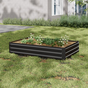 Charcoal Black Square Metal Raised Bed Galvanized Raised Planter Box Outdoor Raised Bed Kit Garden Raised Flower Bed 30cm H
