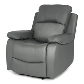 Charcoal Grey Bonded Leather Manual Recliner Arm Chair