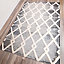 Charcoal Grey Diamond Trellis Textured Flatweave Indoor Outdoor Easy Clean Weatherproof Rug 120x170cm