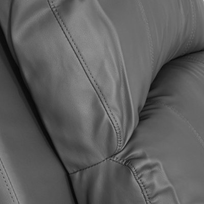 Charcoal Grey Faux Leather Manual Recliner Sofa - 3 Seater