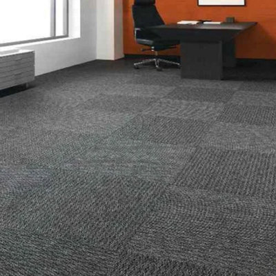 Charcoal Grey Loop Carpet Square Tiles - 50 x 50cm