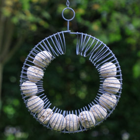 Charcoal Grey Round Wire Outdoor Garden Decor Bird Feeder