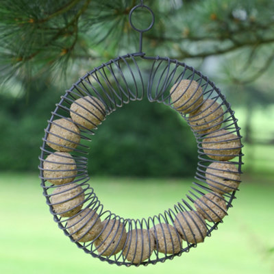Charcoal Grey Round Wire Outdoor Garden Decor Bird Feeder - 3