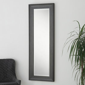 Charcoal Grey Scooped Framed Mirror 129.5x45.5cm