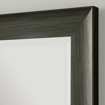 Charcoal Grey Scooped Framed Mirror 130x107cm