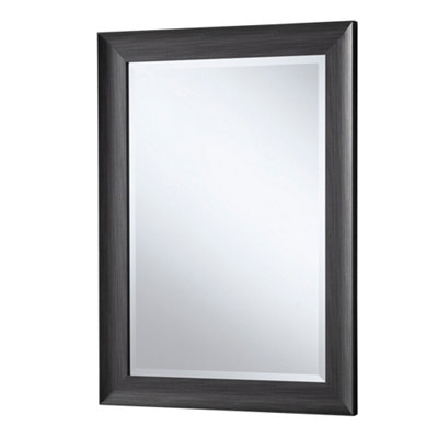 Charcoal Grey Scooped Framed Mirror 130x107cm