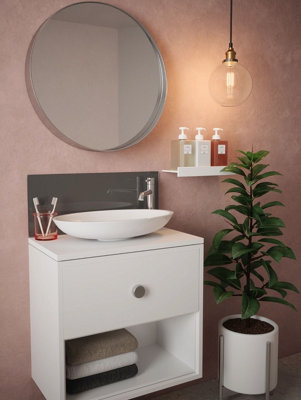 Charcoal Grey - Self Adhesive - Toughened Glass Bathroom Splashback 250mm x 500mm x 4mm