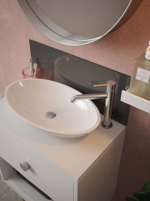 Charcoal Grey - Self Adhesive - Toughened Glass Bathroom Splashback 250mm x 500mm x 4mm
