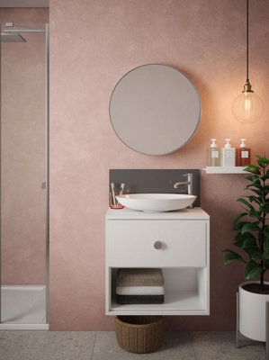 Charcoal Grey - Self Adhesive - Toughened Glass Bathroom Splashback 250mm x 500mm x 4mm