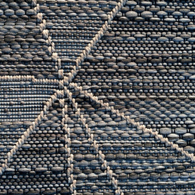 Charcoal Grey Textured Woven Flatweave Indoor Outdoor Area Rug 120x170cm