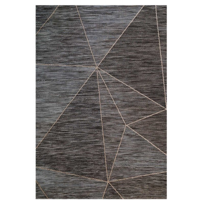 Charcoal Grey Textured Woven Flatweave Indoor Outdoor Area Rug 120x170cm