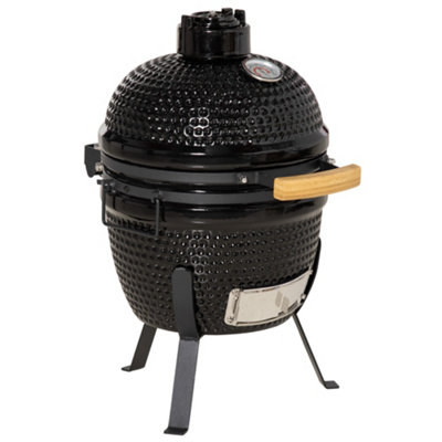 Charcoal Grill Cast Iron BBQ Cooking Smoker Standing Heat Control Black