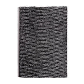 Charcoal Handmade Luxurious Modern Easy to Clean Plain Shaggy Wool Rug for Living Room, Bedroom - 120cm X 170cm