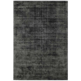 Charcoal Handmade , Luxurious , Modern , Plain Easy to Clean Viscose Rug for Living Room, Bedroom - 200cm X 290cm