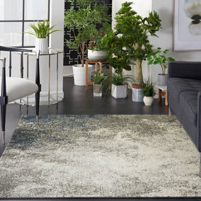 Charcoal Ivory Luxurious Modern Abstract Rug Easy to clean Dining Room-201cm X 290cm
