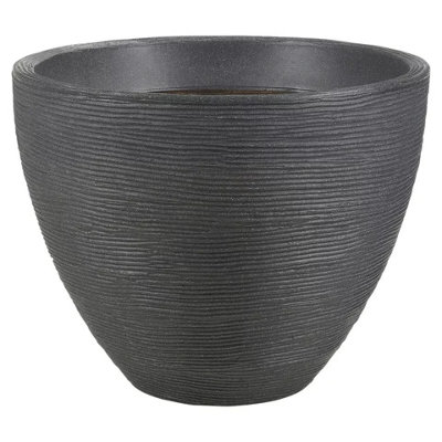 Charcoal - Large Round Ribbed Plant Pot - 40X30X30CM