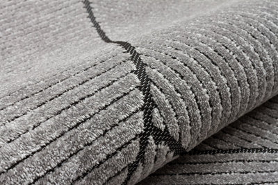 Charcoal Outdoor Rug, Geometric Striped Stain-Resistant Rug For Patio Decks, 3mm Modern Outdoor Area Rug-190cm X 290cm