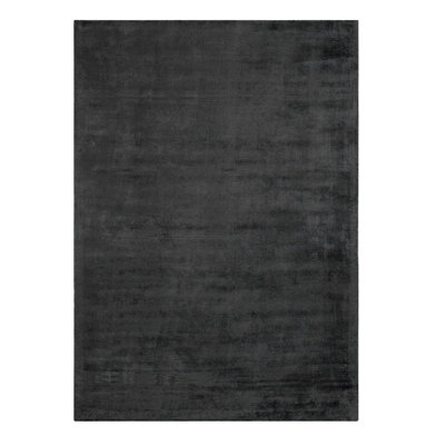 Charcoal Plain Handmade Modern Shaggy Easy to clean Rug for Dining Room-200cm X 300cm