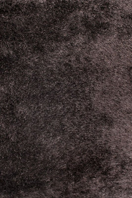 Charcoal Plain Shaggy Modern Sparkle Rug for Bedroom Living & Dining ...