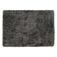 Charcoal Plain Shaggy Rug, Handmade Rug, Easy to Clean Rug for Bedroom, Living Room, & Dining Room-160cm X 230cm