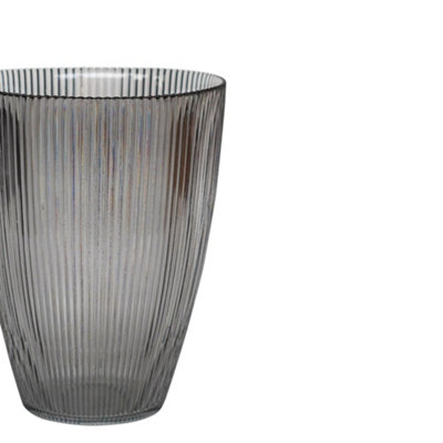 Charcoal Ribbed Tall Vase H24.5Cm W18Cm