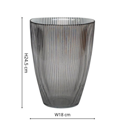 Charcoal Ribbed Tall Vase H24.5Cm W18Cm