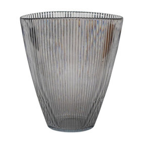 Charcoal Ribbed Vase H24.5Cm W21.5Cm