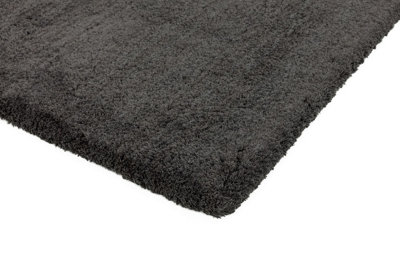 Charcoal Shaggy Modern Plain Easy to clean Rug for Dining Room Bed Room and Living Room-120cm X 170cm