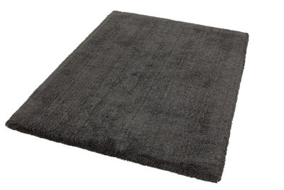 Charcoal Shaggy Modern Plain Easy to clean Rug for Dining Room Bed Room and Living Room-120cm X 170cm