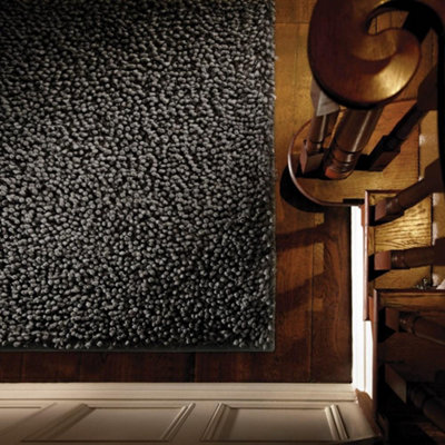 Charcoal Shaggy Wool Handmade , Luxurious , Modern , Plain , Shaggy Rug For Living Room and Bedroom-200cm X 300cm